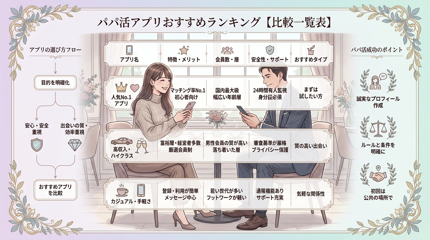 パパ活アプリおすすめランキング【比較一覧表】