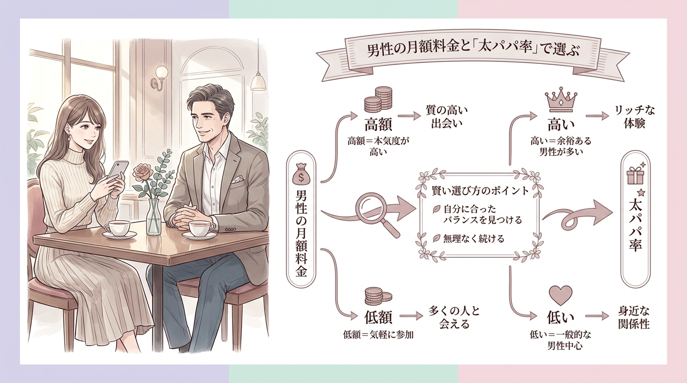 男性の月額料金と「太パパ率」で選ぶ