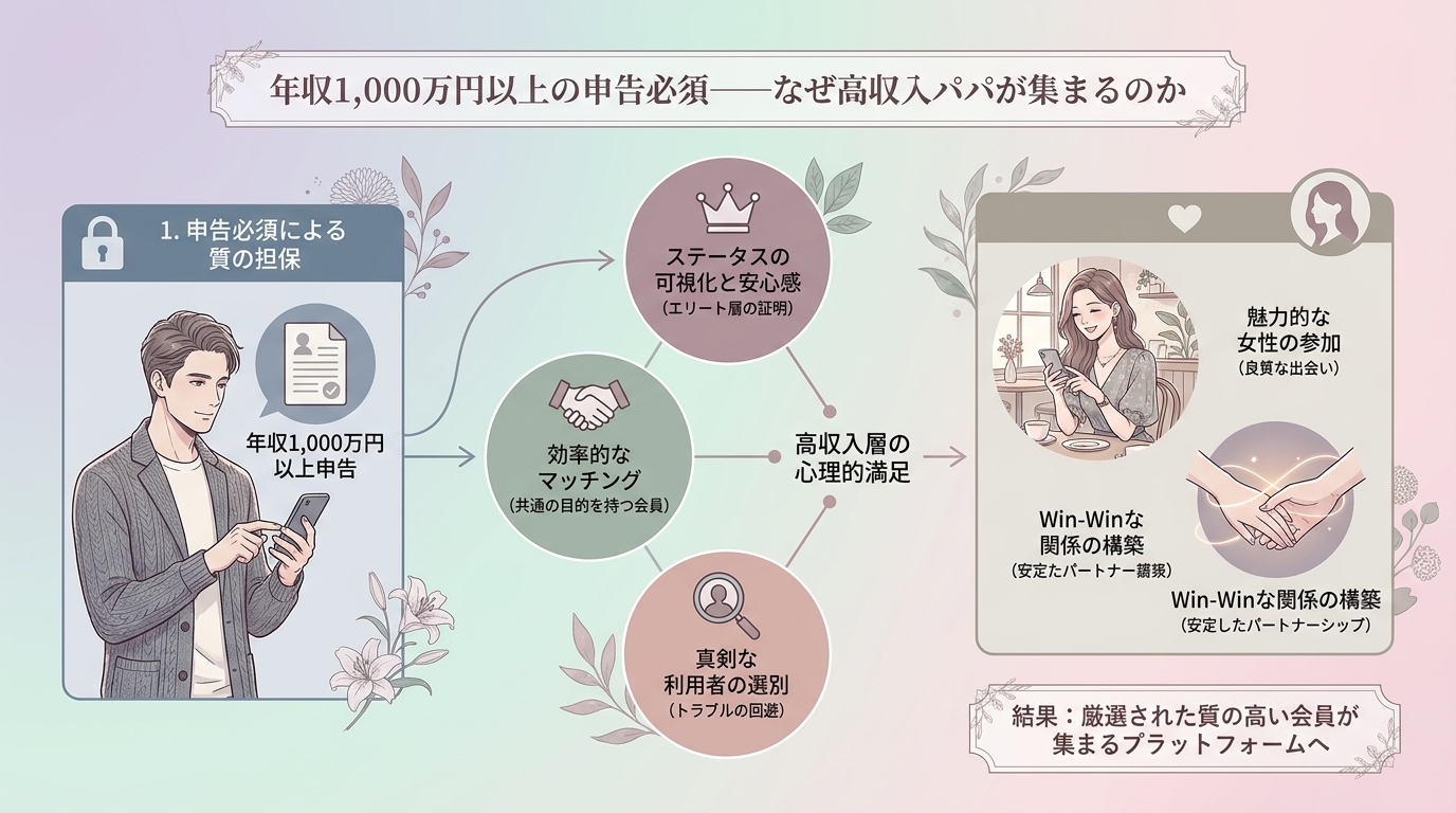 年収1,000万円以上の申告必須——なぜ高収入パパが集まるのか